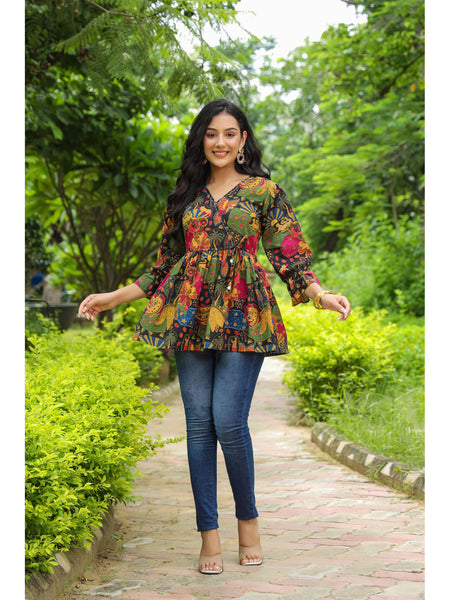 Women Multicolor Tribal Printed Empire Top