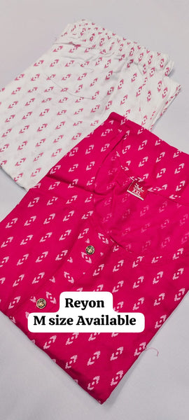 Straight Cut kurti - Reyon Fabric - Pink
